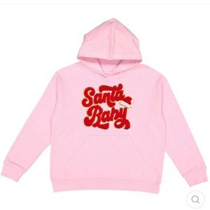 Sweet Wink Boutique Girls Santa Baby Patch Christmas Youth Hoodie - Pink Size 12